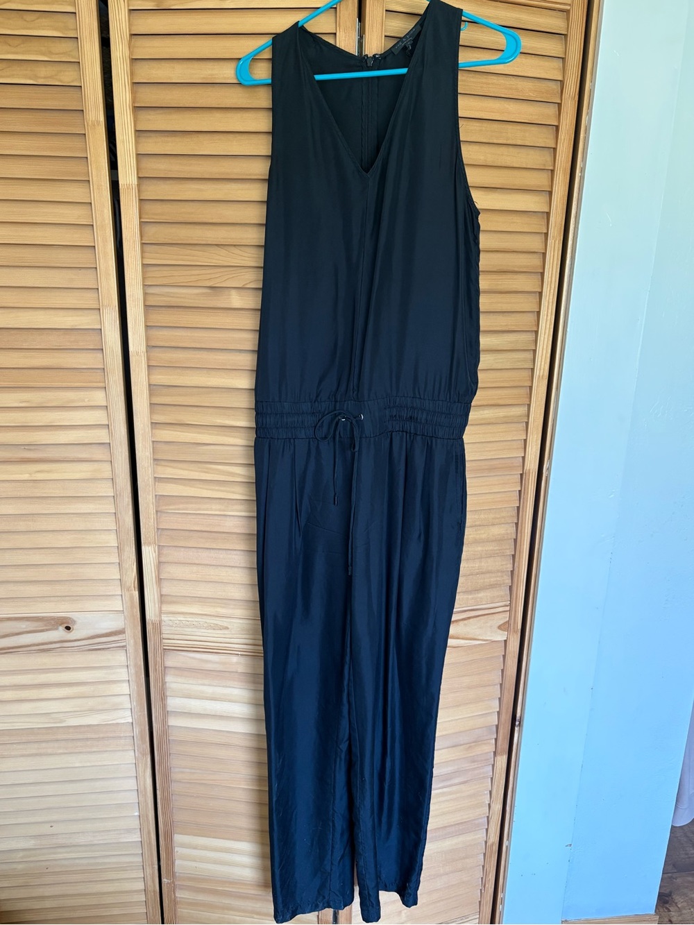 100% SILK Rag & Bone Black Jumpsuit with Drawstring Waist